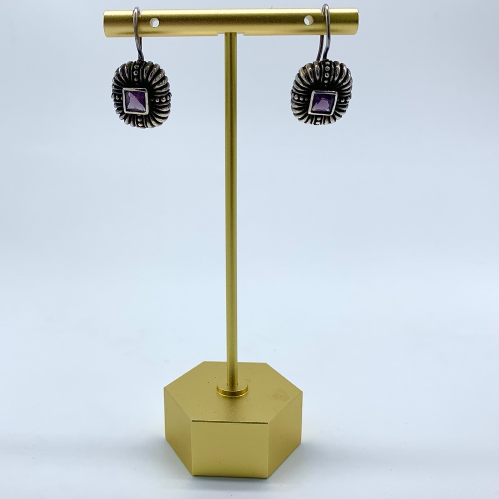 Silver Earrings with Amethyst Stone